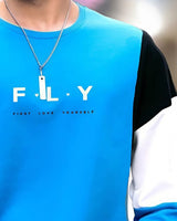 SKYBLUE COLORBLOCK FULL SLEEVE T-Shirt