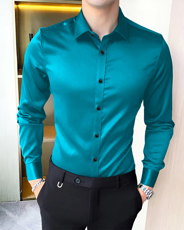 men Full Hand Light Blue Plain Shirt