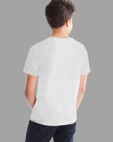 Boys Round Neck Graphic Print Cotton Blend T-Shirt / White Melange