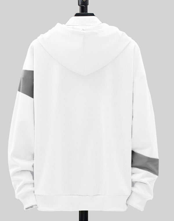 Men Hooded White Grey Typography T-shirt