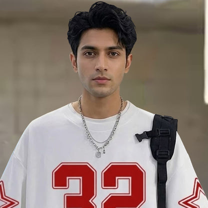 Men Oversized 'Los Angeles' Printed Tshirt White