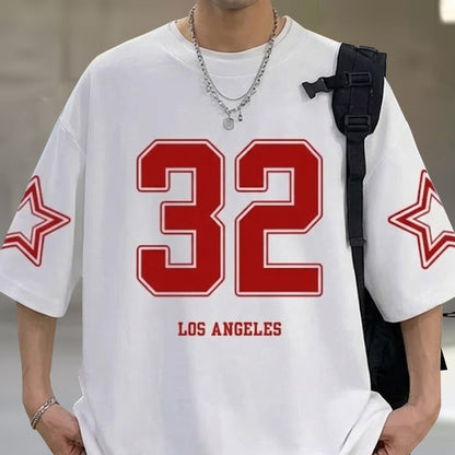 Men Oversized 'Los Angeles' Printed Tshirt White