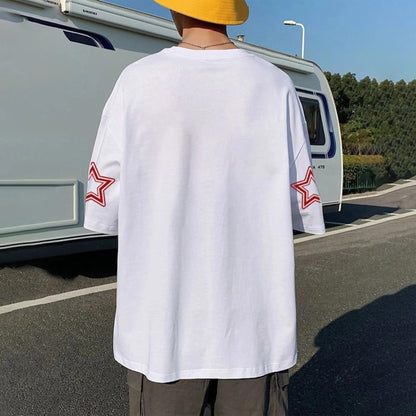Men Oversized 'Los Angeles' Printed Tshirt White