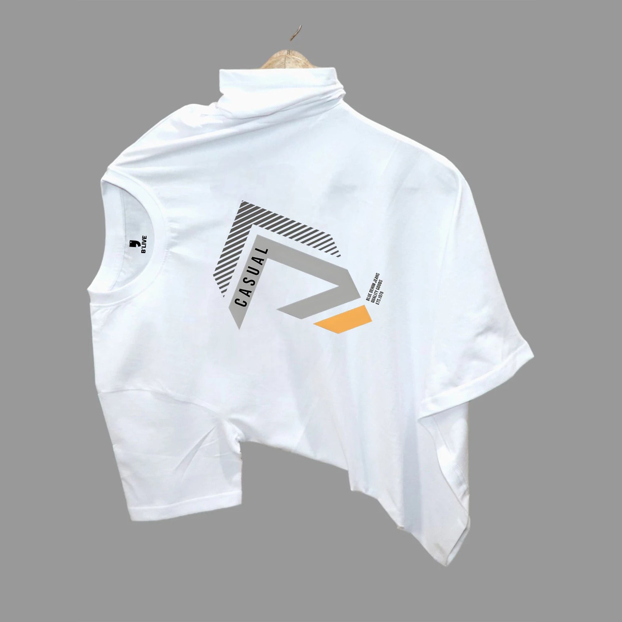 Mens Round Neck Graphic Printed T-Shirt White