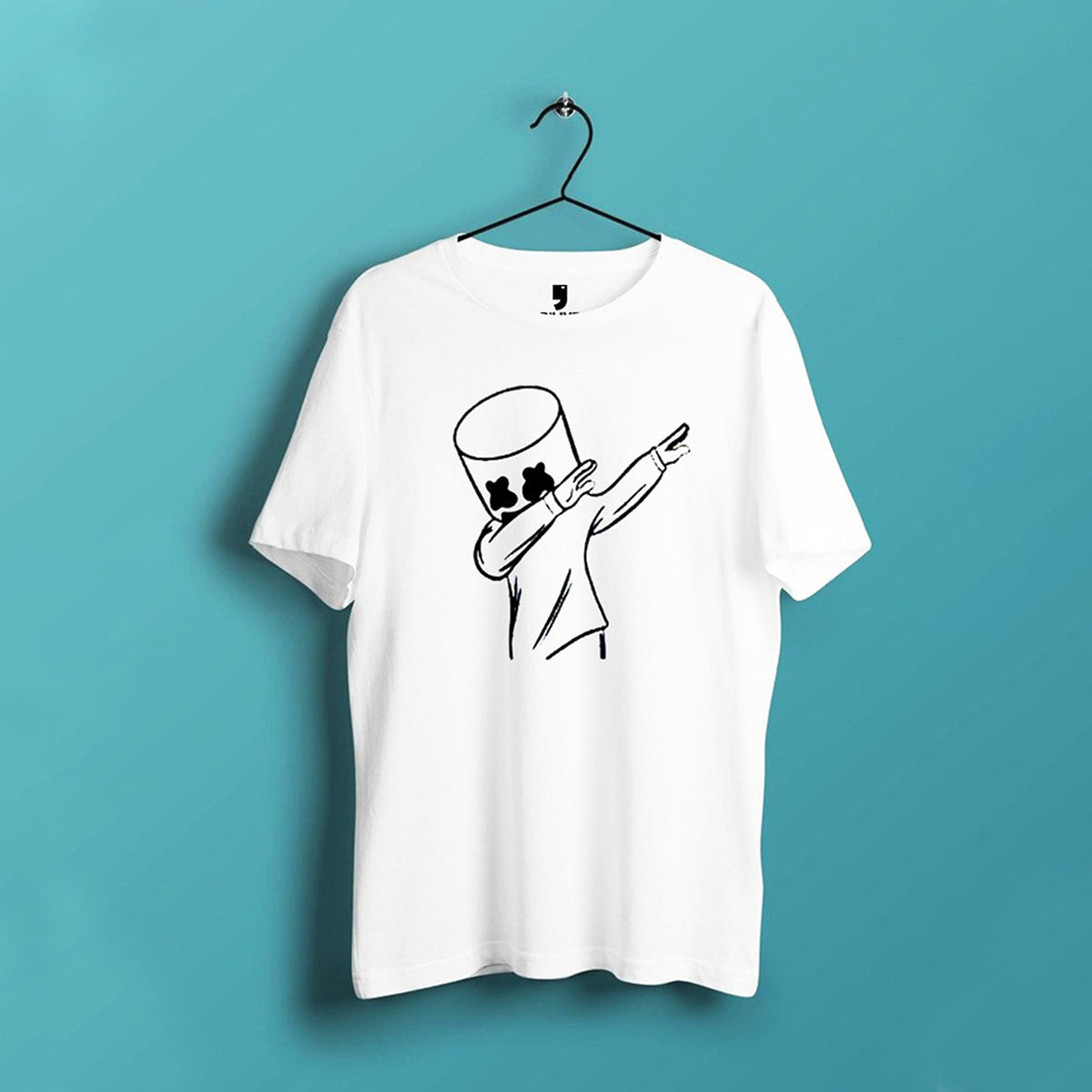 Men Marshmallow Print Half Sleeve T-shirt White
