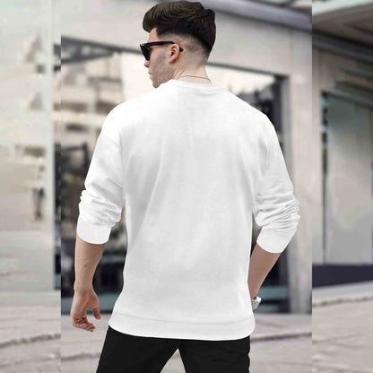 Mens Round Neck Full Sleeve Plain White T-shirt