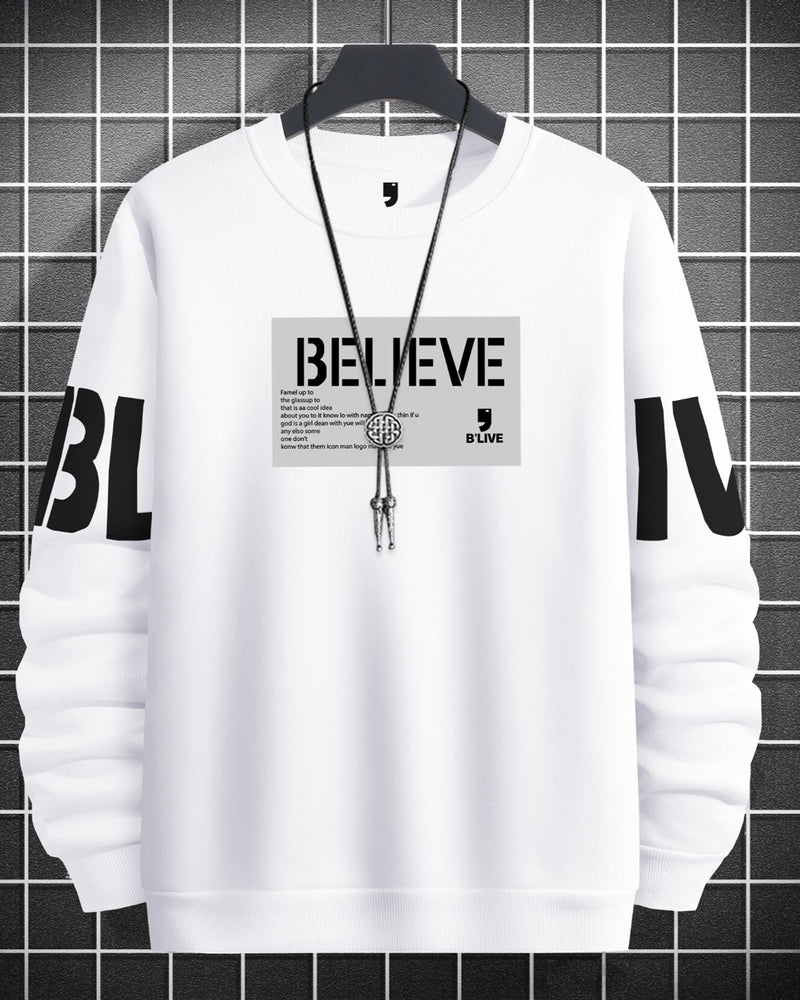 Believe Printed Sweatshirt - White