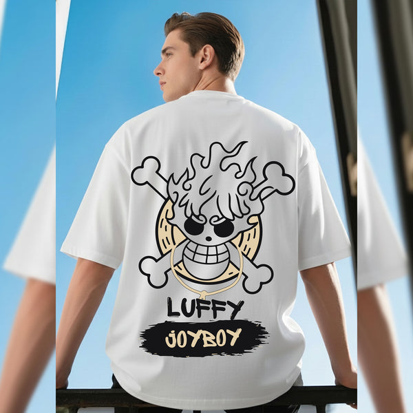 Mens Loose Fit Back Printed Oversized Tshirt White