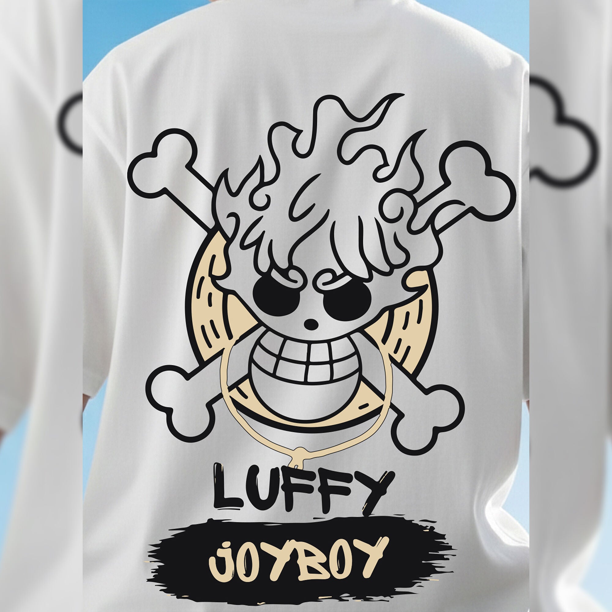 Mens Loose Fit Back Printed Oversized Tshirt White