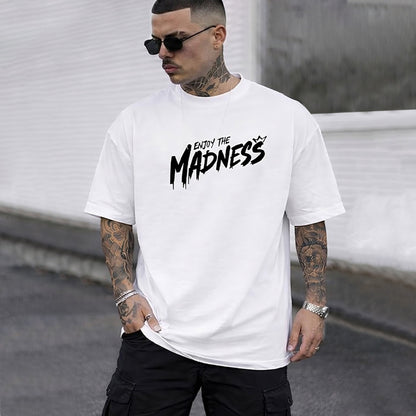 Mens Back Printed Over Sized Graphic Design T-shirt White