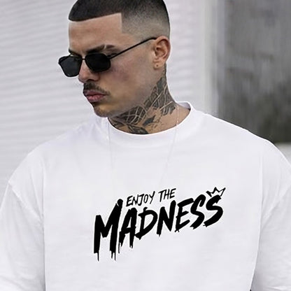 Mens Back Printed Over Sized Graphic Design T-shirt White