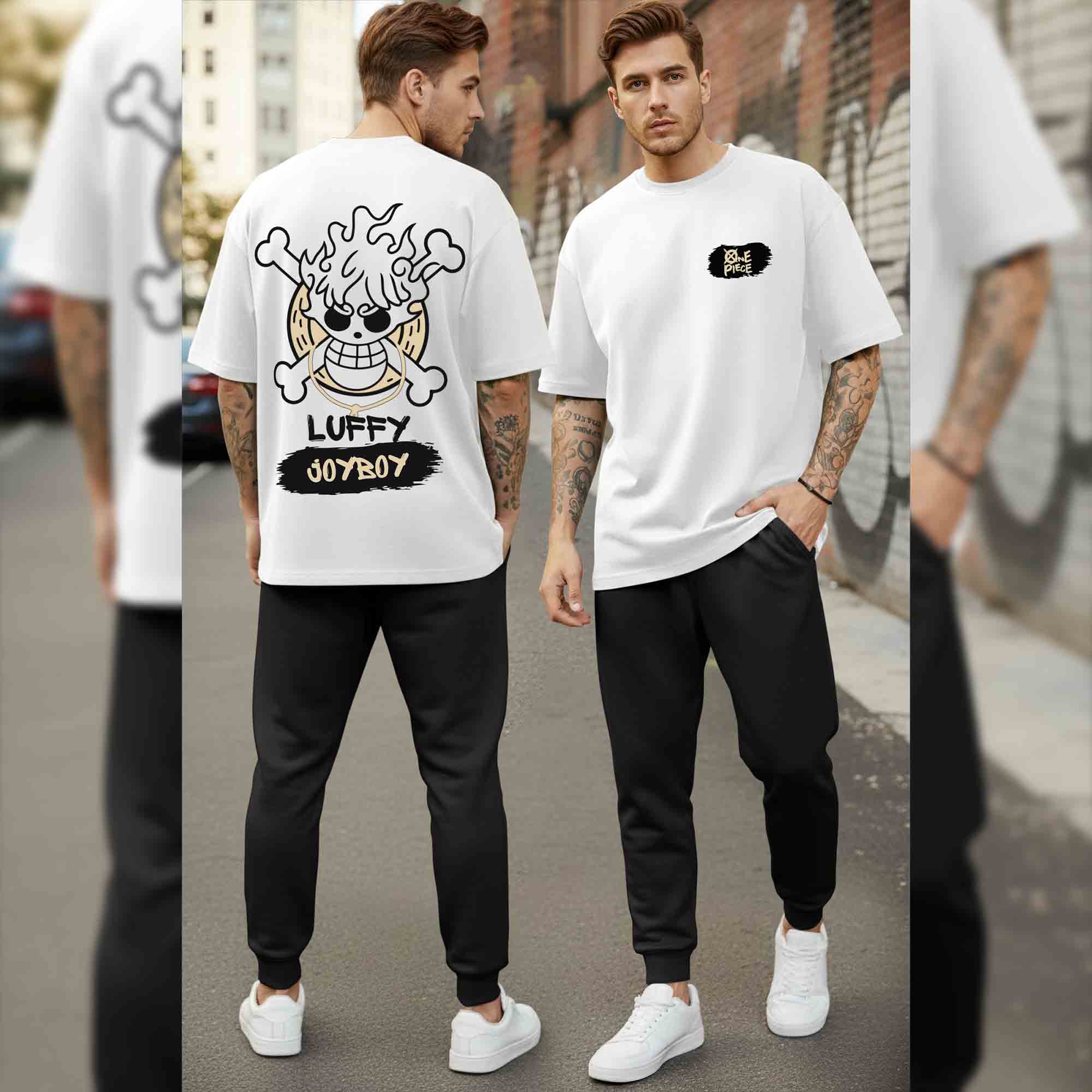 Men Outfit Set - Oversized Printed T shirts & Plain Track Pants - 11 Variants