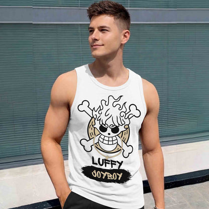 Men Scoop Neck Graphic Design Printed Vest White