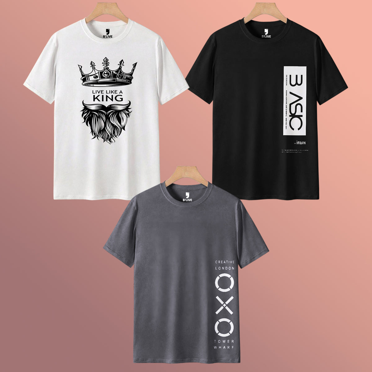 Mens Combo Pack Half Sleeve Simple Printed T-shirts Multicolors