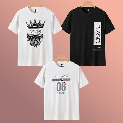 Mens Combo Pack Half Sleeve Simple Printed T-shirts Multicolors