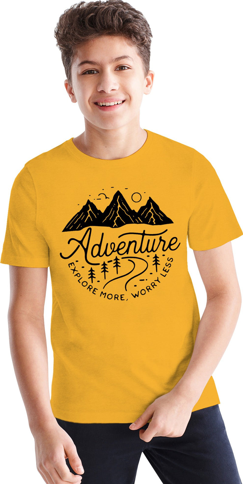 Boys Half Sleeve Printed Cotton Blend Regular T Shirt / Yellow