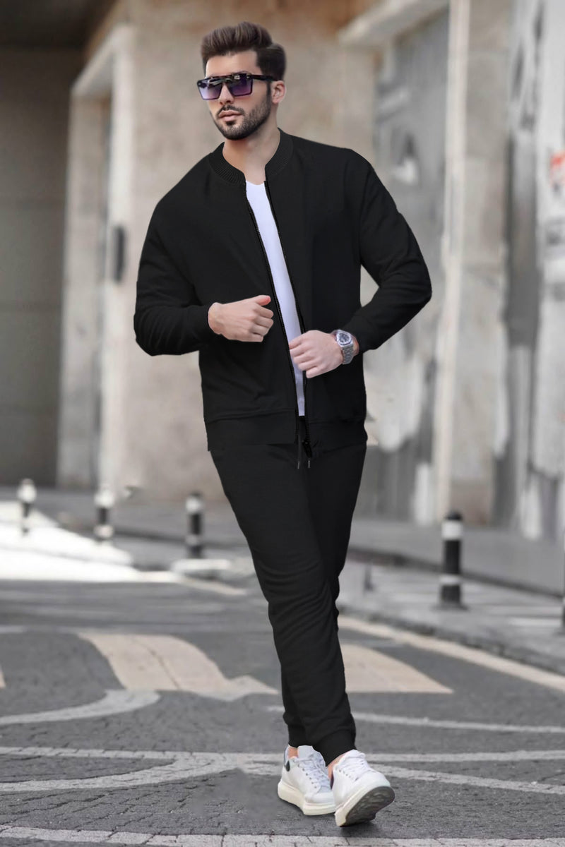 Tracksuit For Men Black Plain Jacket / Black Plain Trackpant