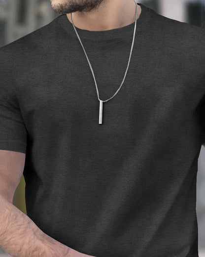 (Pack Of 1) Men Half Sleeve Round Neck Plain Charcoal Black T-shirt