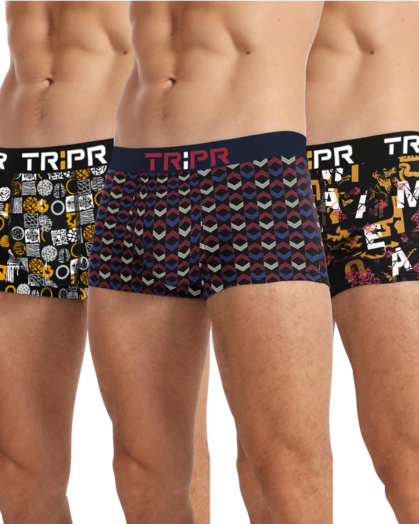 Men Printed Multicolor Trunks Combo | Pack of 3