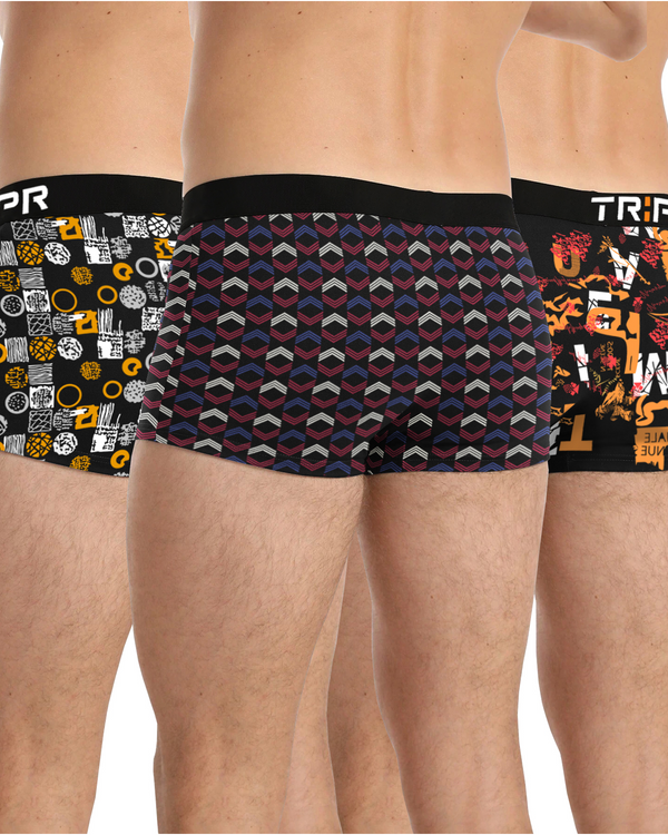 Men Printed Multicolor Trunks Combo | Pack of 3