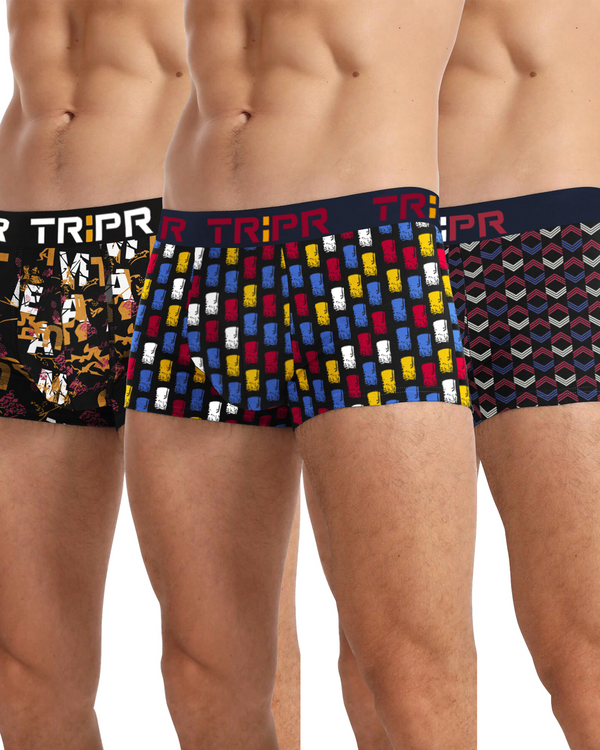 (PACK OF 3) Men Printed Multicolor Trunk