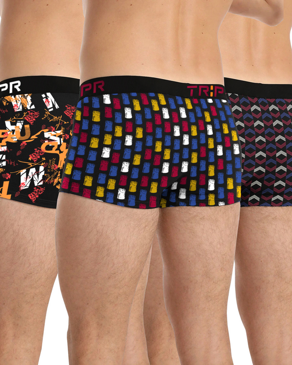 (PACK OF 3) Men Printed Multicolor Trunk