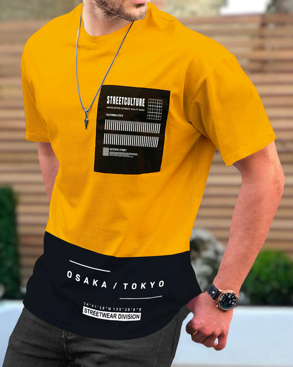 Yellow & Black Printed T-Shirt