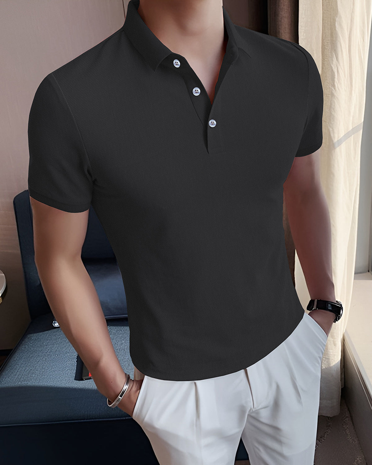 Buy Dark Grey Polo Tshirt Men Online -TRIPR INDIA