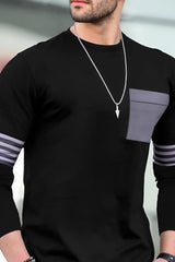 Men Printed Round Neck Cotton Blend Black T-Shirt