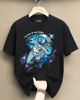 Mens Space Culture Half Sleeve Round Neck T-shirt / Black