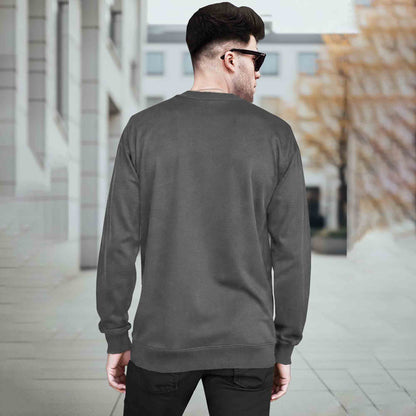 Mens Round Neck Full Sleeve Plain Dark Grey T-shirt