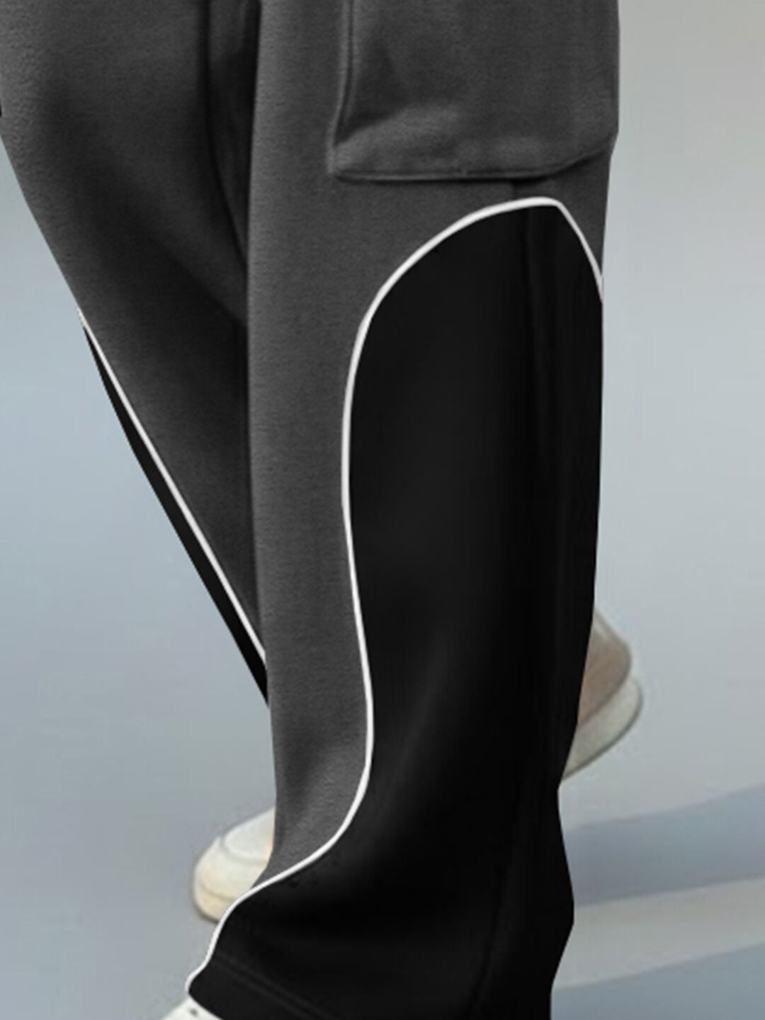 Men 4 Pockets Dual Color Baggy Cargo Pant Darkgrey & Grey