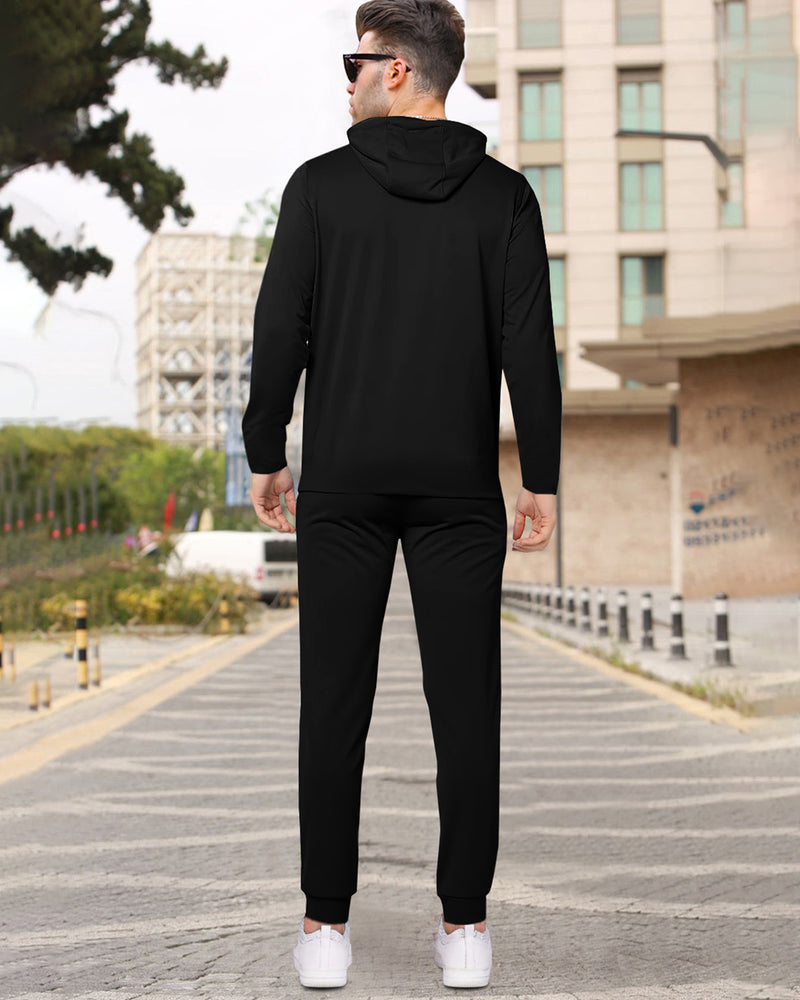 Tracksuit For Mens Black Dope Full Sleeve Hooded T-shirt - Black Trackpant