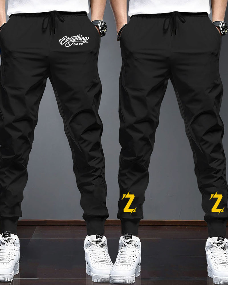 (Pack Of 2) Mens Jogger Printed Track Pant / Black