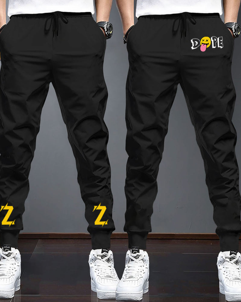 (Pack Of 2) Mens Jogger Printed Track Pant / Black