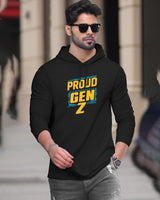 Mens GenZ Model Full Sleeve Hooded T-shirt / Black