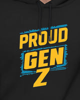 Mens GenZ Model Full Sleeve Hooded T-shirt / Black