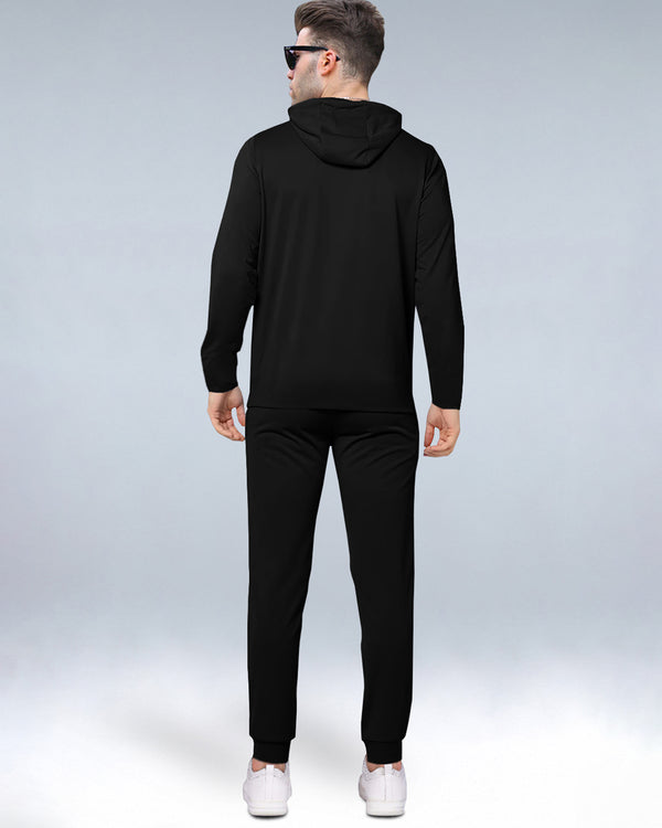 Tracksuit For Mens Black Gen Z Full Sleeve Hooded T-shirt - Black Trackpant