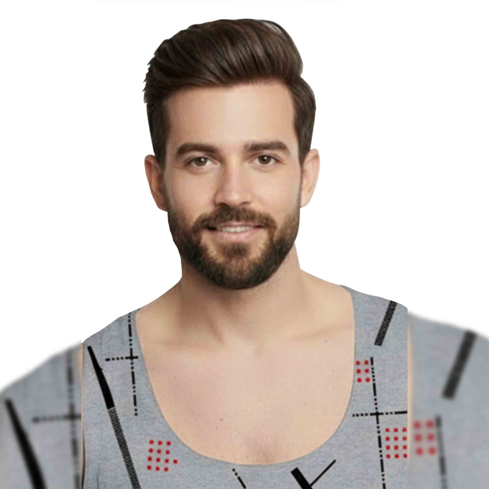Men Sleeveless Abstract Grey Printed Vest