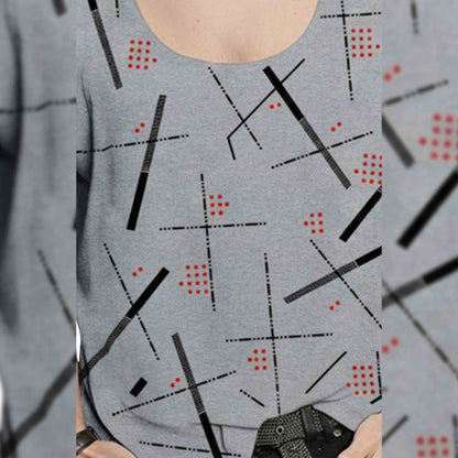 Men Sleeveless Abstract Grey Printed Vest