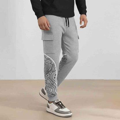 Designer Cargo Grey Jogger with Side Print Panel