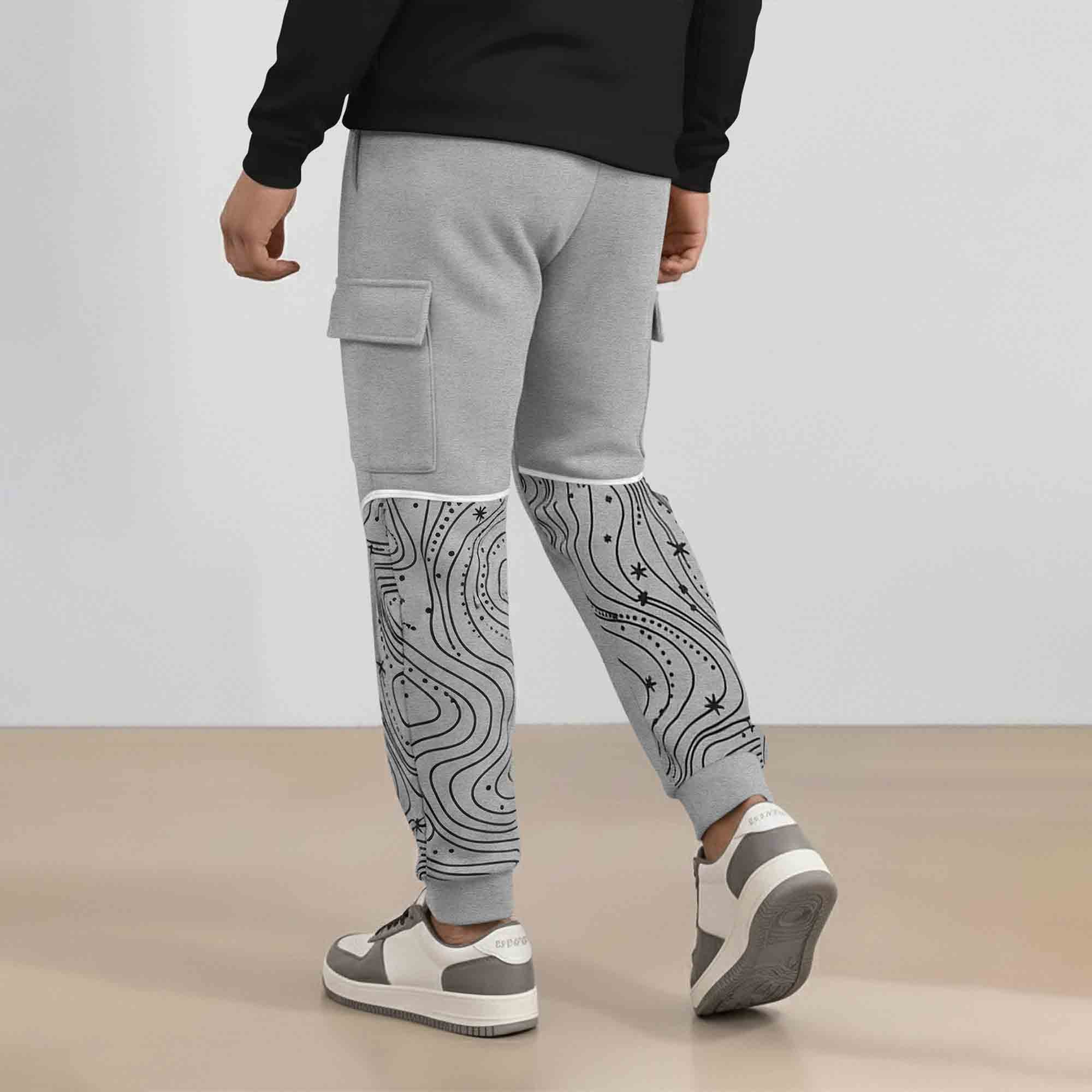 Designer Cargo Grey Jogger with Side Print Panel