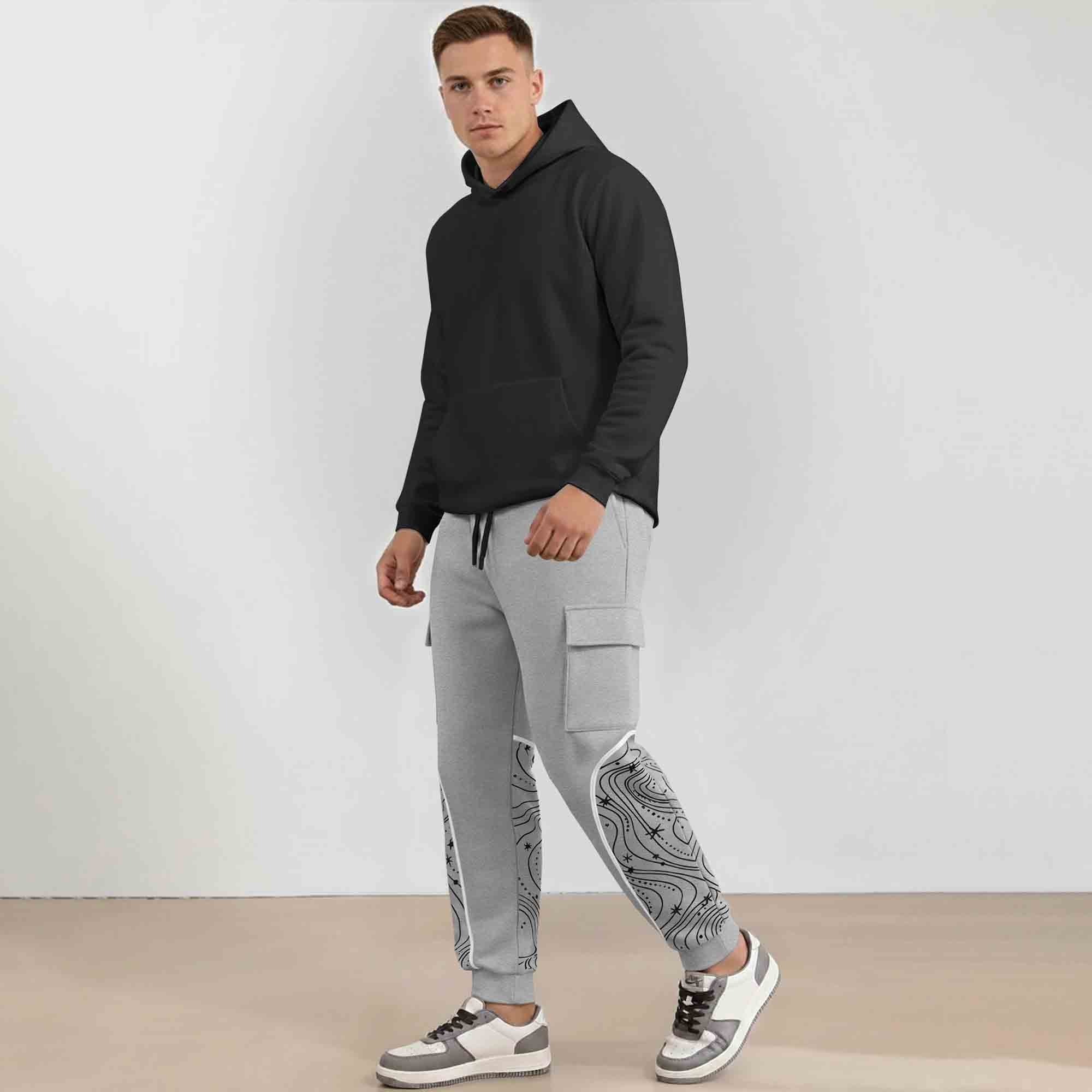 Designer Cargo Grey Jogger with Side Print Panel
