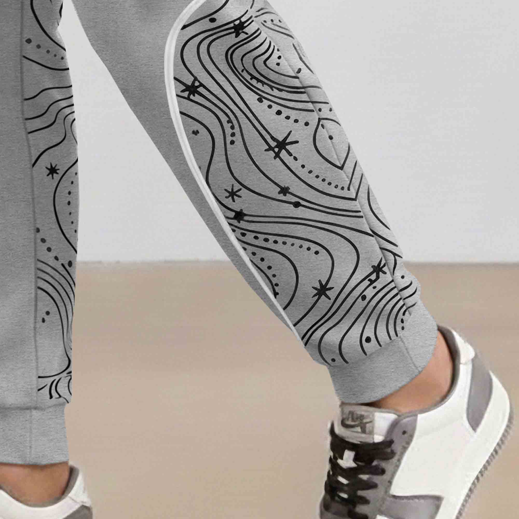 Designer Cargo Grey Jogger with Side Print Panel