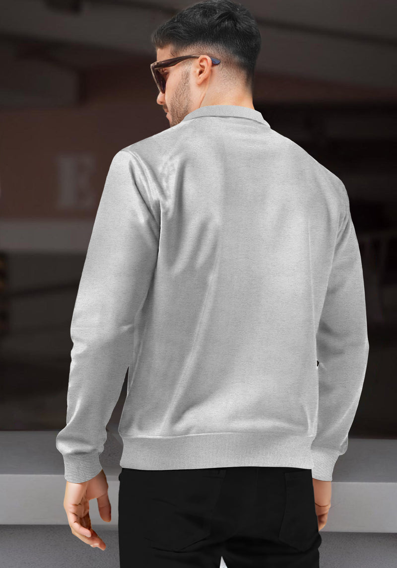 Mens Henley Neck Plain Jacket For Winter / Grey