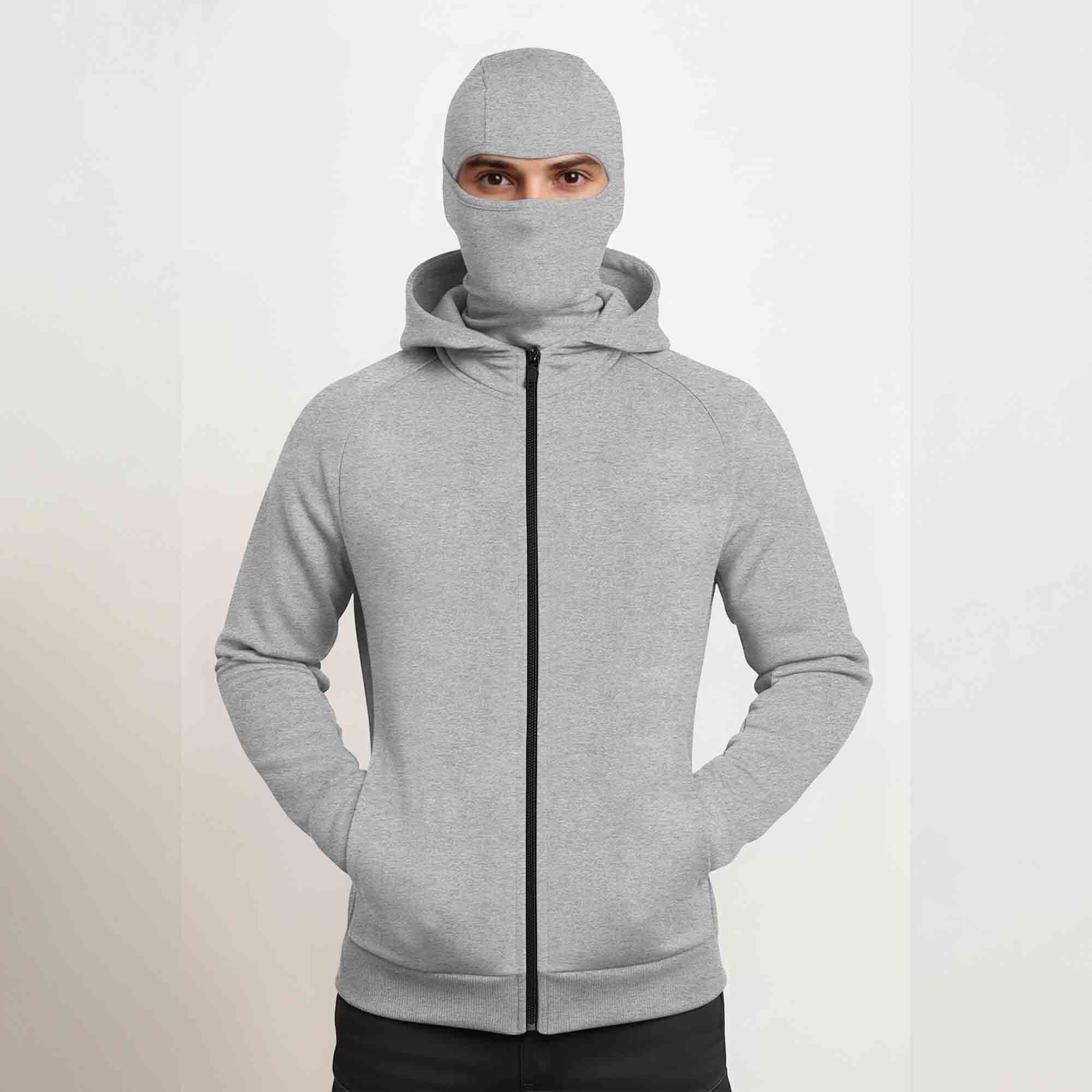 Plain Hoodie with Face Mask Zip-Up Jackets