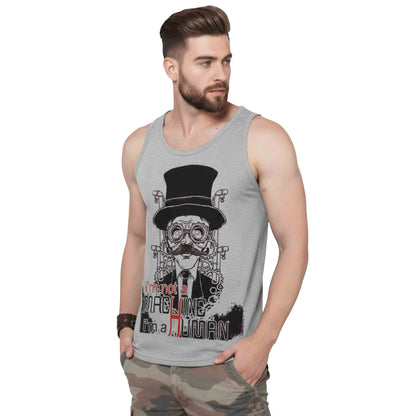 Men Printed Grey Tank Top Vest
