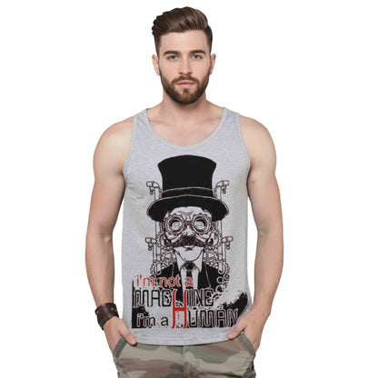 Men Printed Grey Tank Top Vest