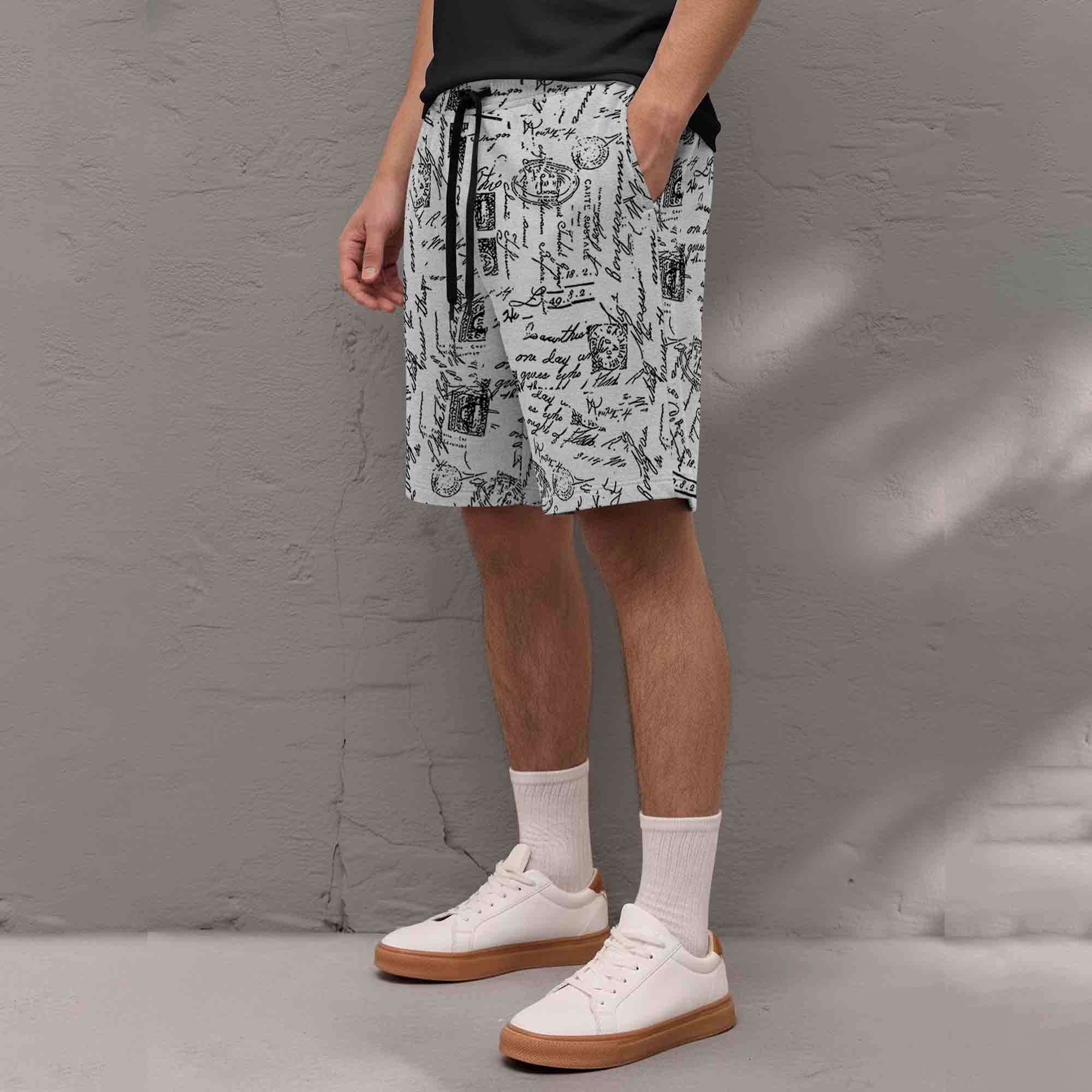 Men All Over Printed Short Grey