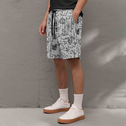 Men All Over Printed Short Grey
